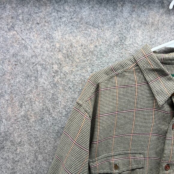 Orvis Shirt Mens Large Beige Button Down Flannel Cotton Classic Houndstooth - Picture 7 of 10